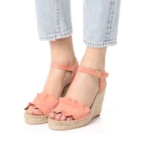 Loeffler Randall Gabby Melon Suede Espadrille Wedge Sandals Size 10